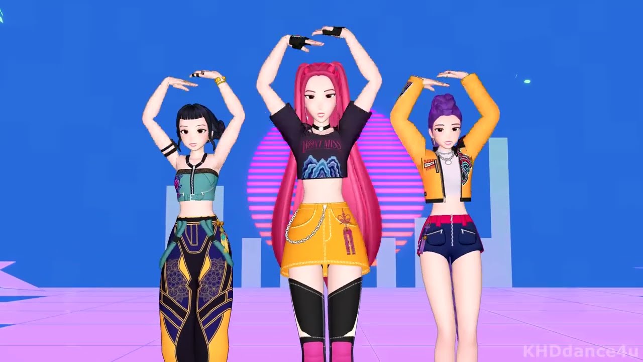 [MMD] KATSEYE Gnarly - Huntrix Mira, Rumi, Zoey dance Kpop Demon Hunters Huntr/x