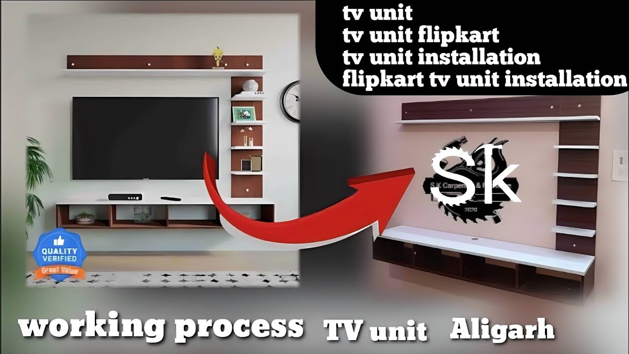 Engineered Wood TV Entertainment Unit- Unboxing & fitting details -DIY (Do-It-Yourself) ₹4,914 #SK