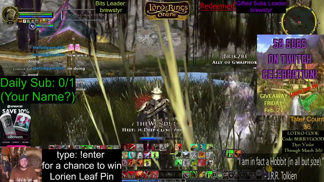 Poteen OBowen playing LOTRO, *GIVEAWAY*!! type !enter to win a Lorien Leaf Pin, CAPTAIN (red line)