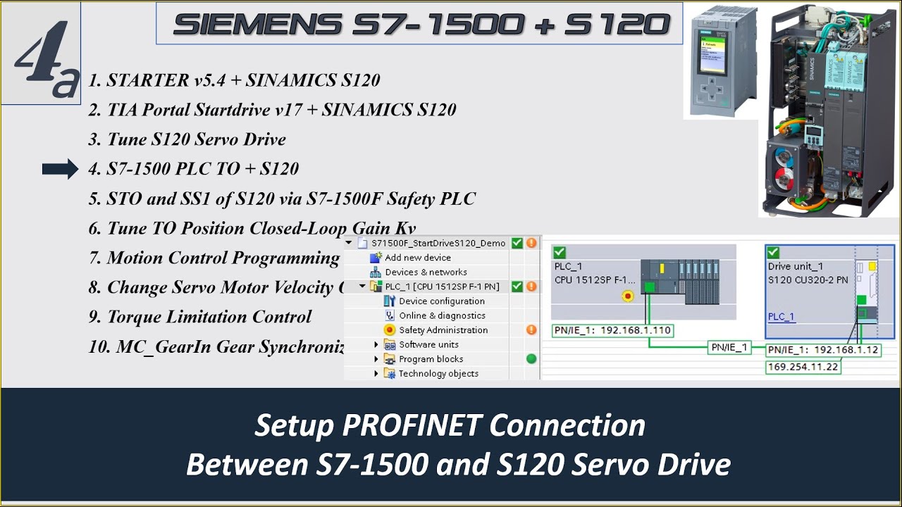 MS05e. [Siemens S120 #4a] Настройка соединения PROFINET между ПЛК S7-1500 и сервоприводом S120