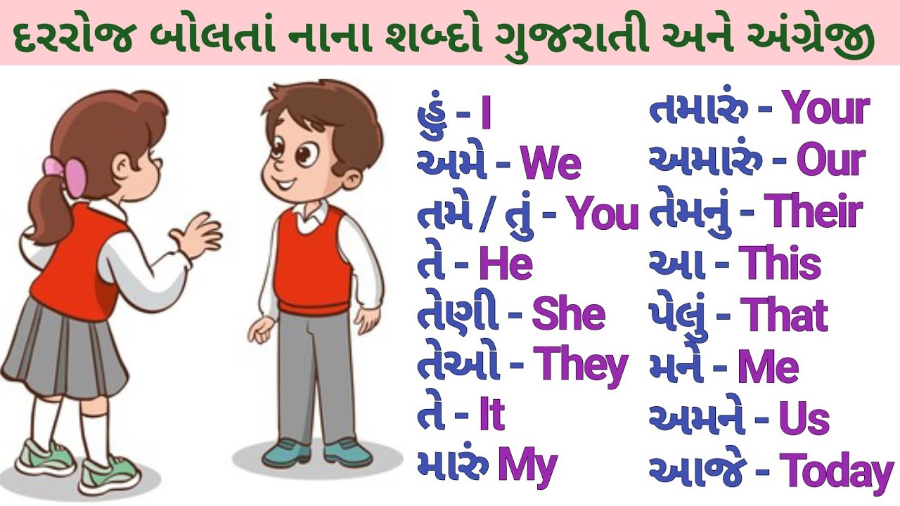 500+ Daily Use English Words with Gujarati Meaning | પાયાના અંગ્રેજી શબ્દો