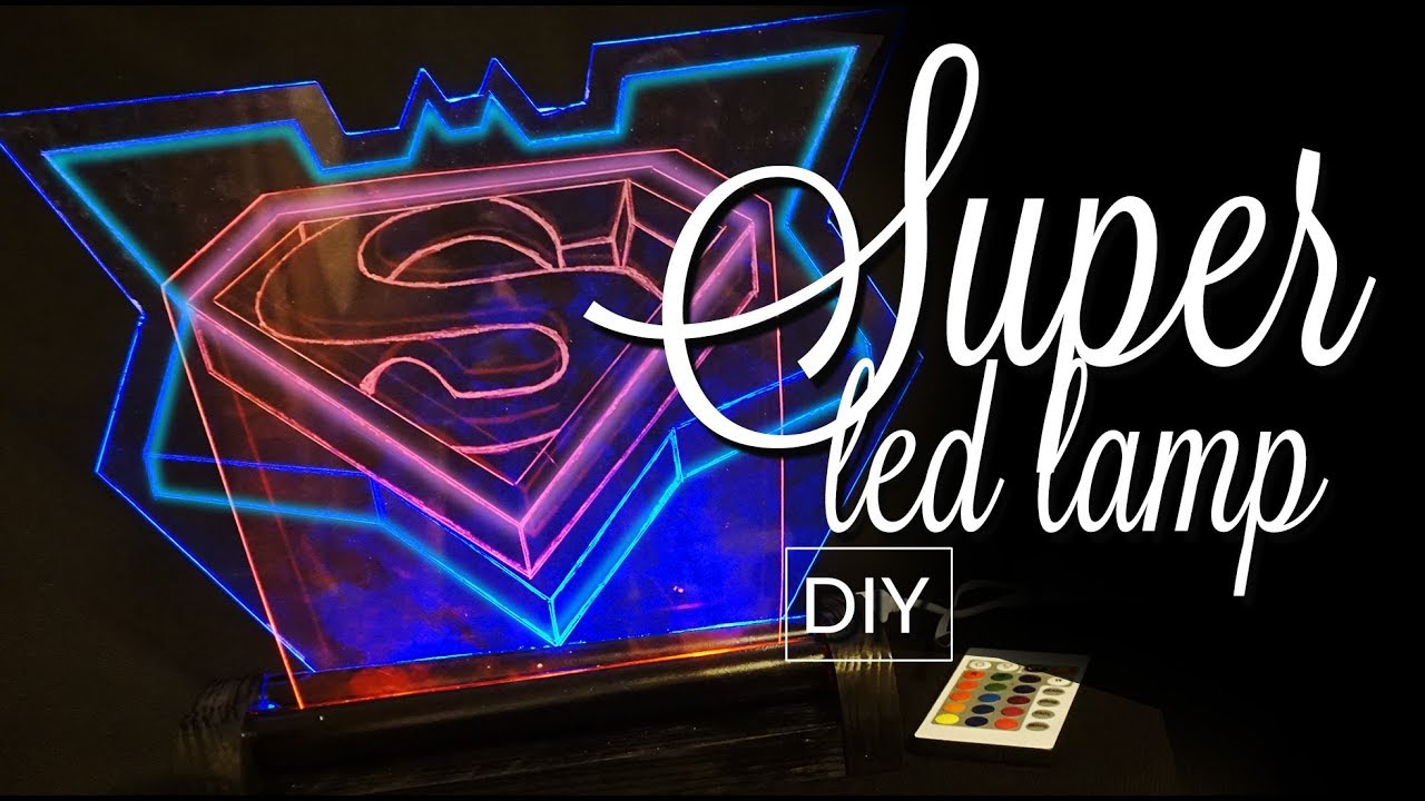 DIY 3D illusion LED LAMP v2 - superman vs batman lamp  2 colours