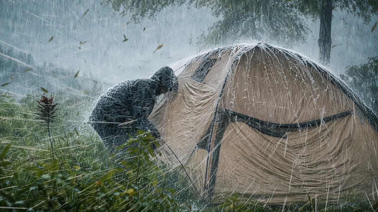 CAMPING IN RAINSTORM ⛈️ THE WORST RAIN STORM I'VE EVER EXPERIENCED ‼️