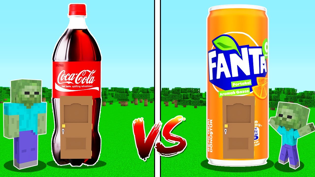 1$ KORUNAKLI COCA COLA EV VS 1,000,000$ KORUNAKLI FANTA EV 😱 - Minecraft