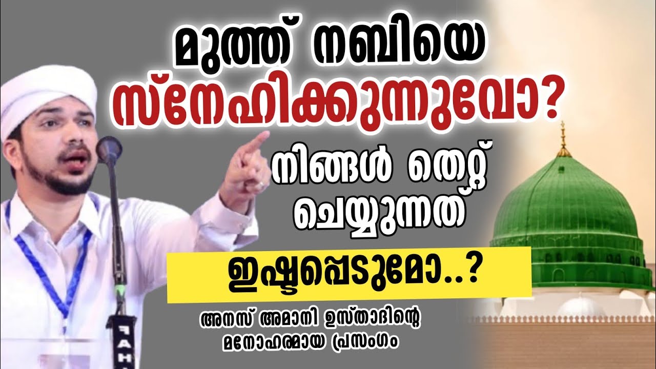 മുത്ത് നബിയെ സ്നേഹിക്കുന്നുവോ? നിങ്ങൾ തെറ്റ് ചെയ്യുന്നത്ഇഷ്ടപ്പെടുമോ..? | അനസ് അമാനി ഉസ്താദ് 