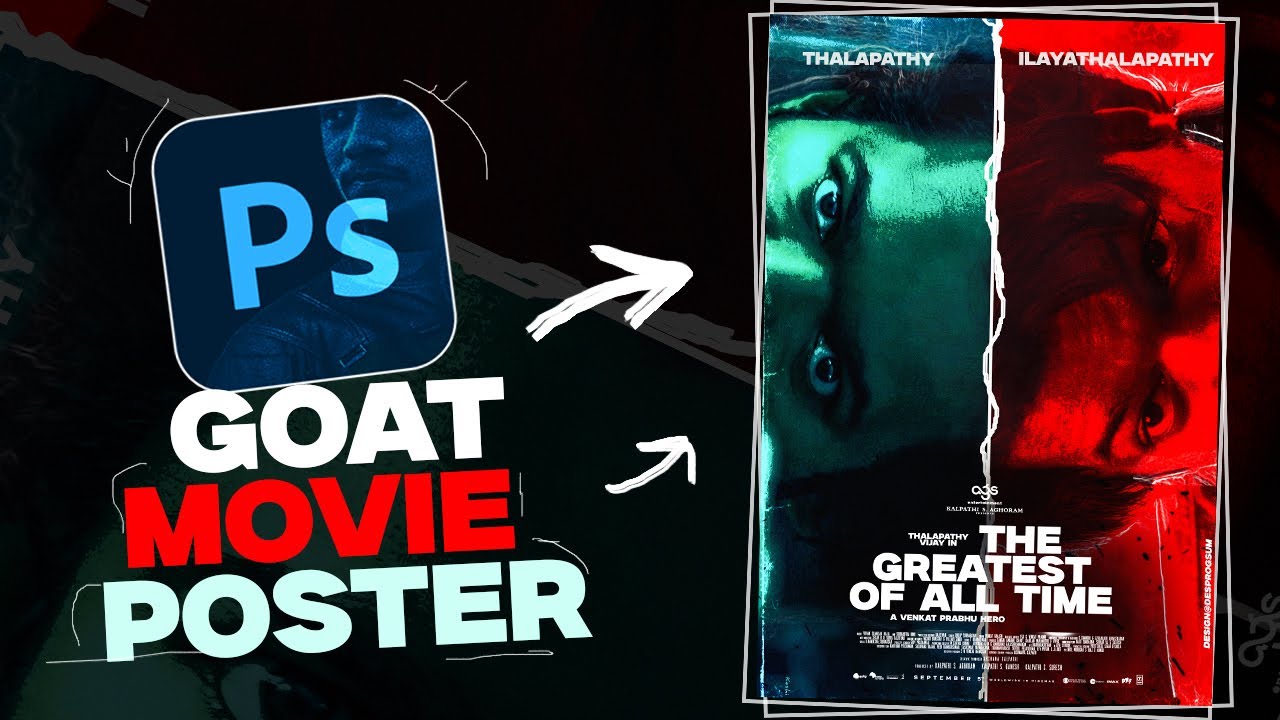 Thalapathy THE GOAT Movie poster design using PHOTOSHOP!#thalapathy