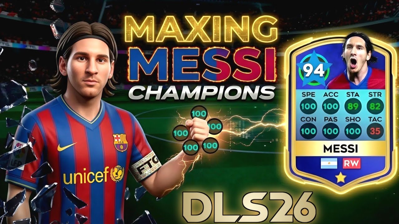 MAXING MESSI&rsquo;S CHAMPIONS CARD! 😱🔥 FULL UPGRADE TO MAX - DLS 26 | Dream League Soccer 2026