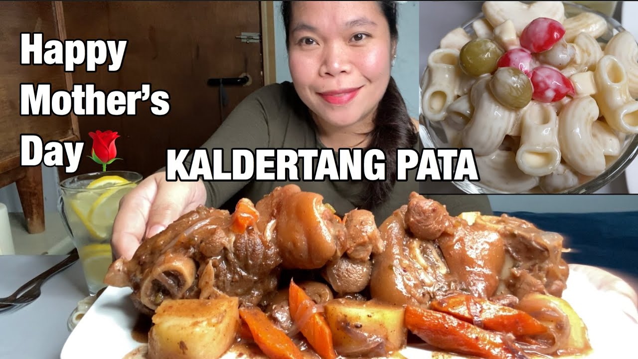 KALDERETANG PATA+MACARONI FRUITS SALAD/PINOY STYLE MUKBANG