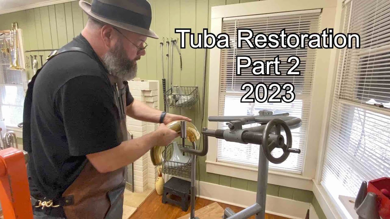 Tuba Restoration Project part 2, 2023, band instrument repair, Wes Lee Music Repair