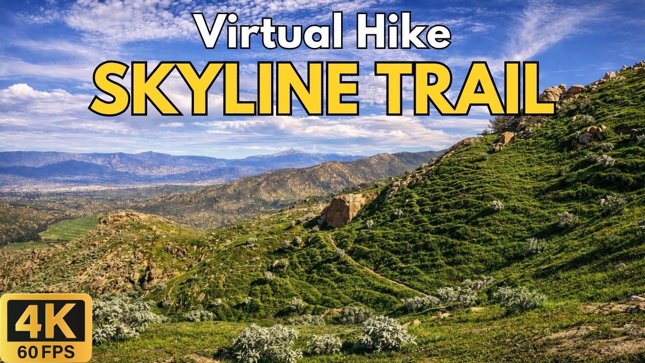 4K Virtual Treadmill Hike – Skyline Trail, Box Springs Mountain | Scenic 64-Min Mountain Hike POV