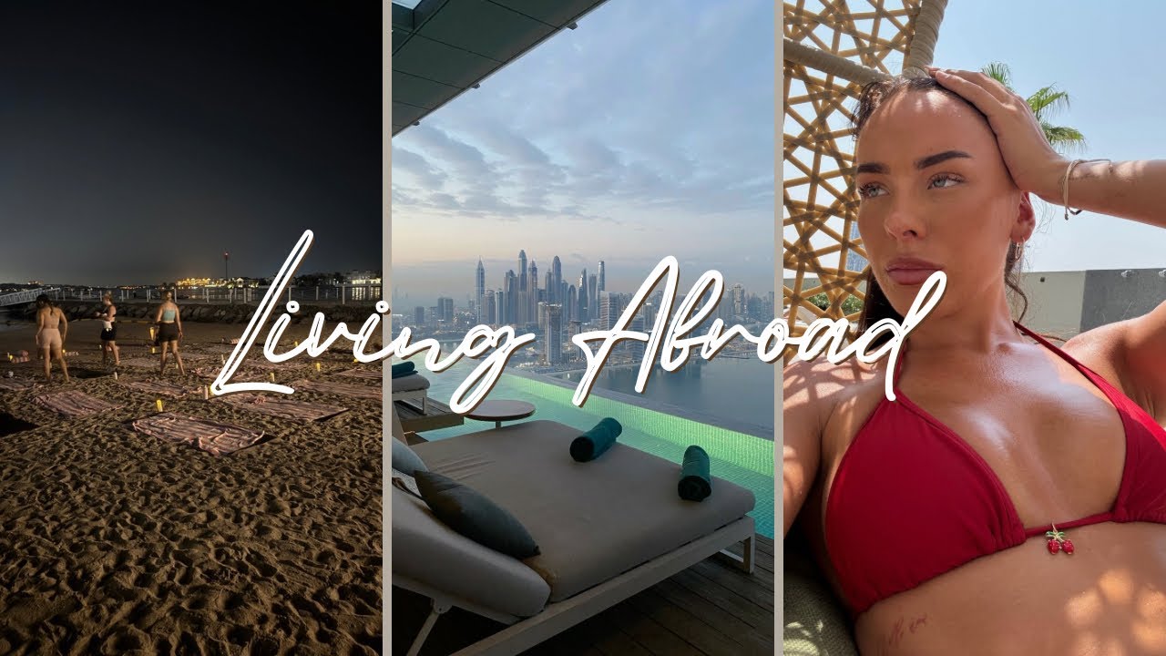 SPEND THE DAY LIVING ABROAD | dubai, gym routine, beach yoga 