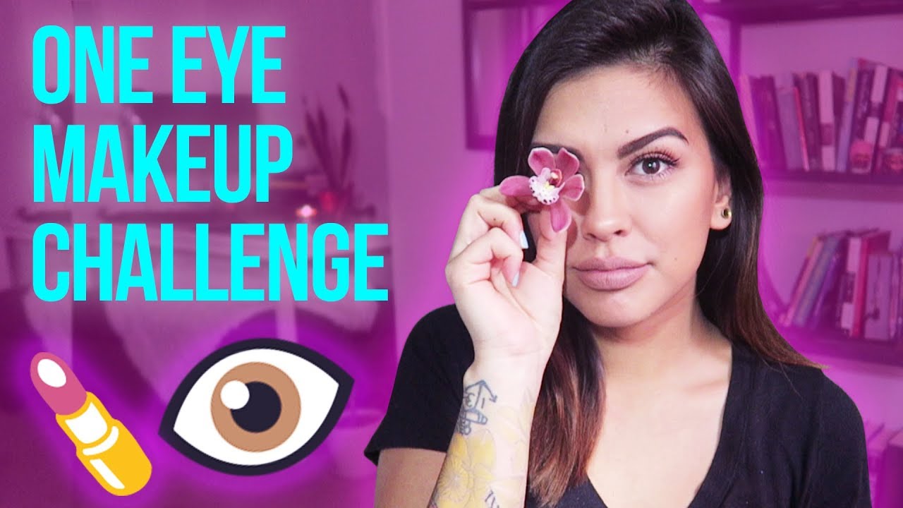 Full Face Using One Eye Makeup Challenge | HISSYFIT