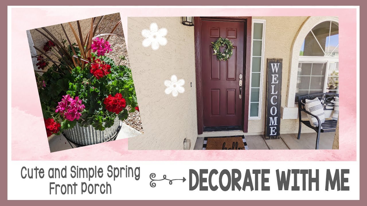 SIMPLE SPRING FRONT PORCH DECORATE WITH ME│CUTE SPRING PORCH