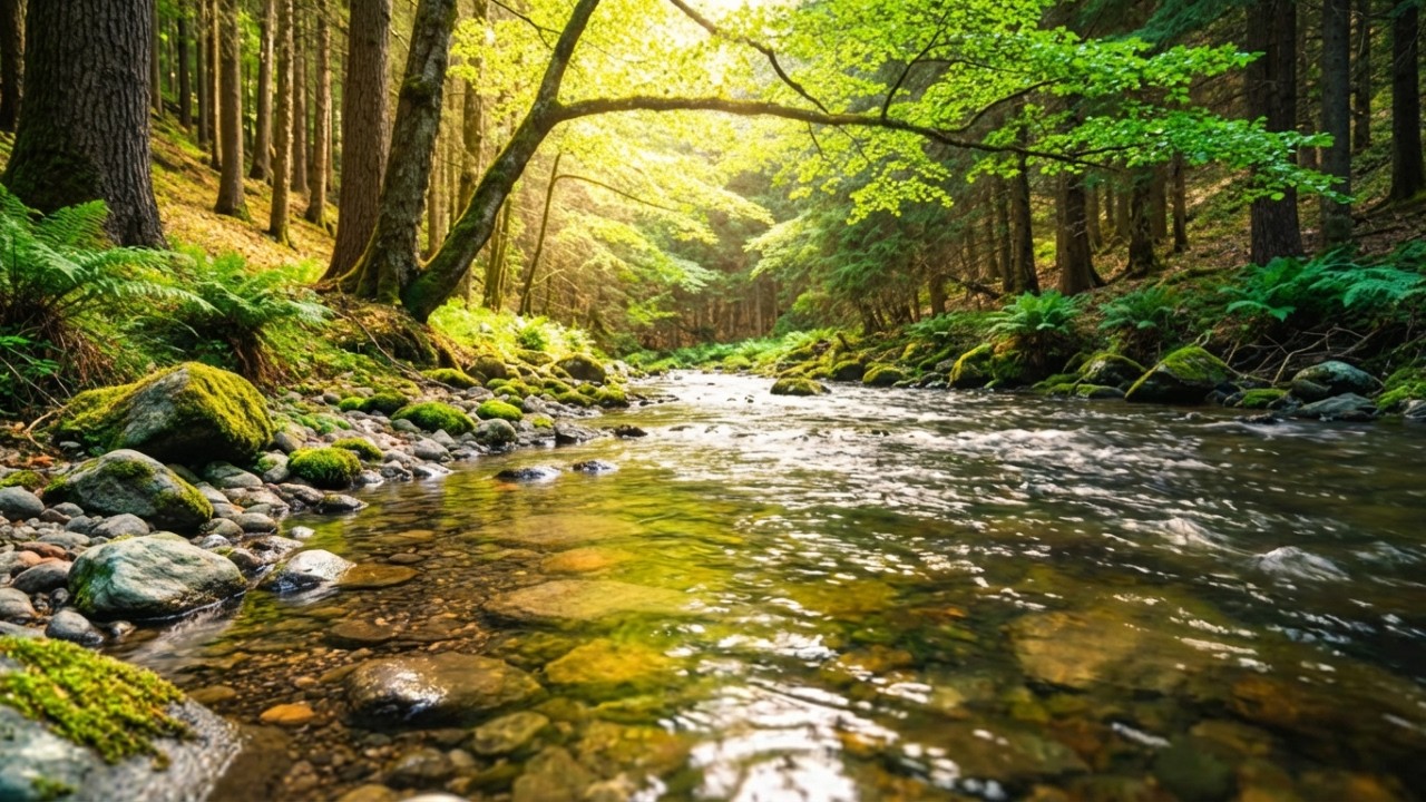 Healing Medicine Amid Dawn River Mist for Mental Freshness 🌤️