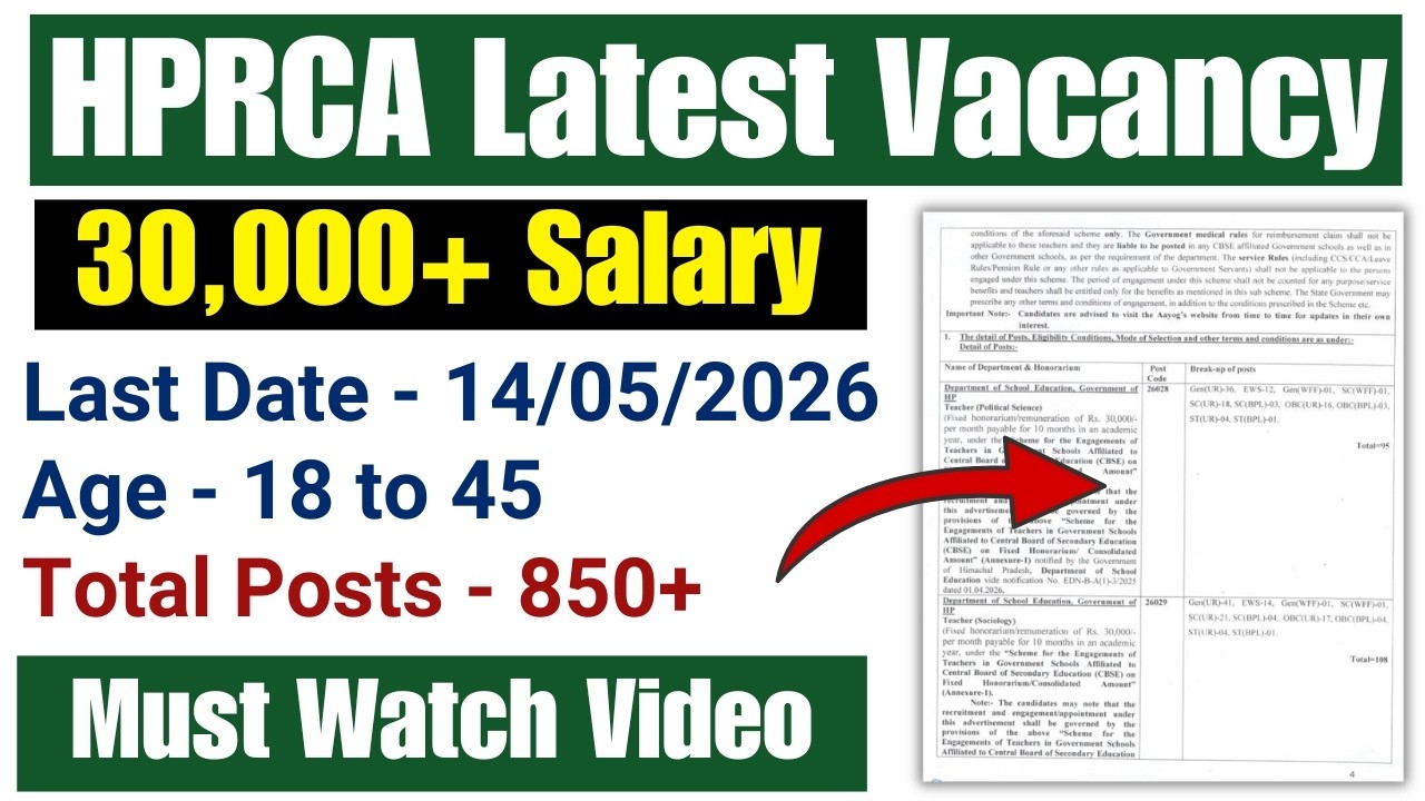 HPRCA Latest Vacancy New 2026 !! GKSTUDY !!