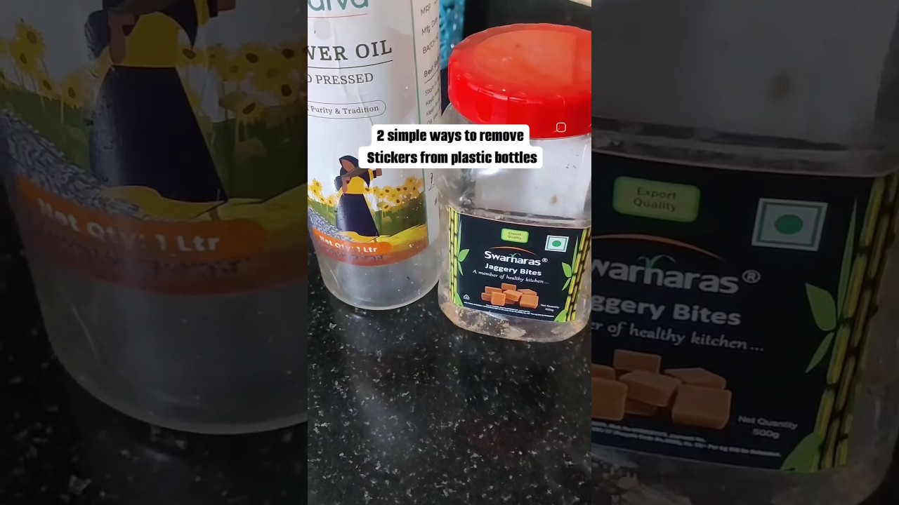 how to remove stickers from plastic containers? #shorts #trending #viral #home #hacks
