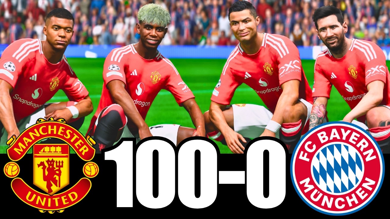 FC 25 -MESSI RONALDO NEYMAR & MBAPPE | ALL STARS | MANCHESTER UNITED 100-0 BAYERN MUNICH
