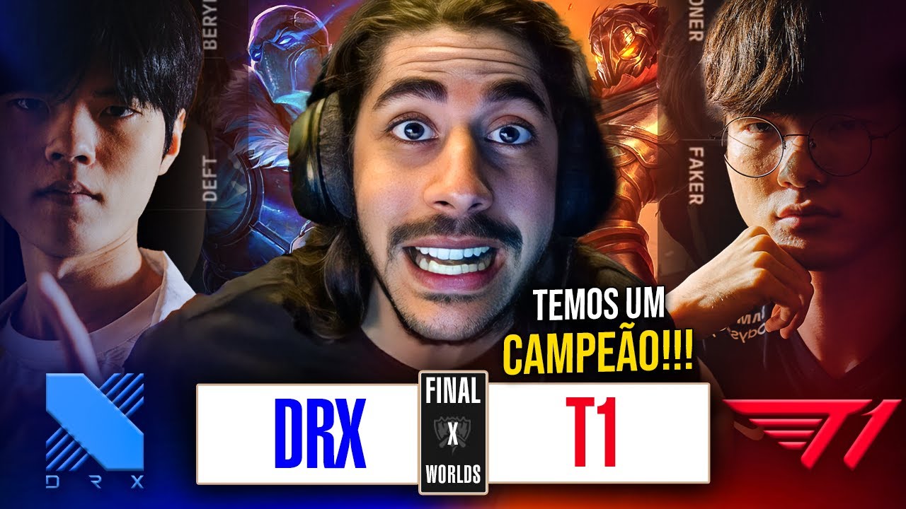 T1 x DRX - MELHOR FINAL DA HISTÓRIA DO WORLDS! (Part. Robo, Jukes, Esa, Brucer)