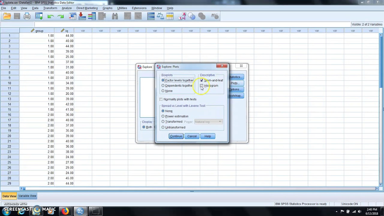 How to Compute Confidence Intervals for Means using the Explore Module in SPSS