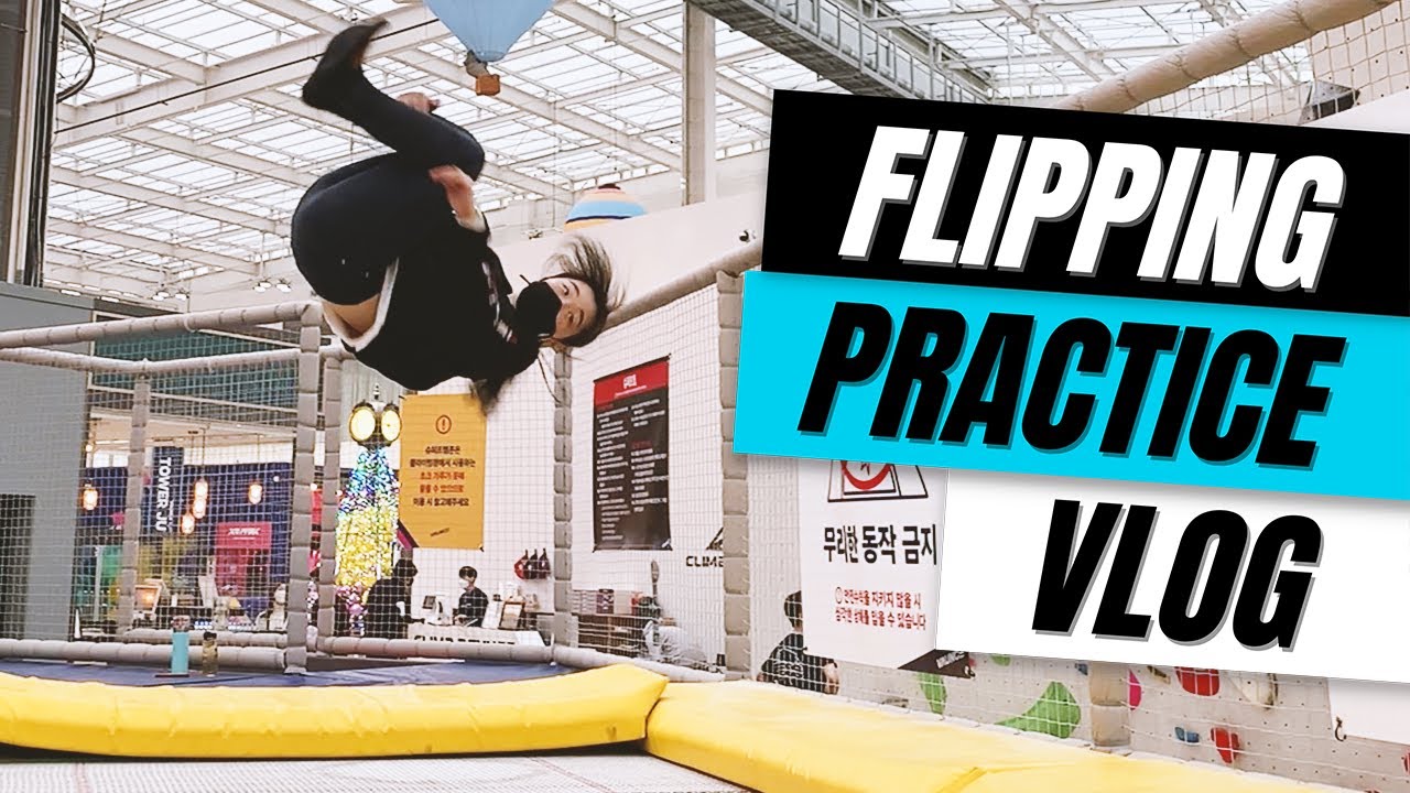 Roller Skater Practices Flips at the Trampoline Park | Vlog