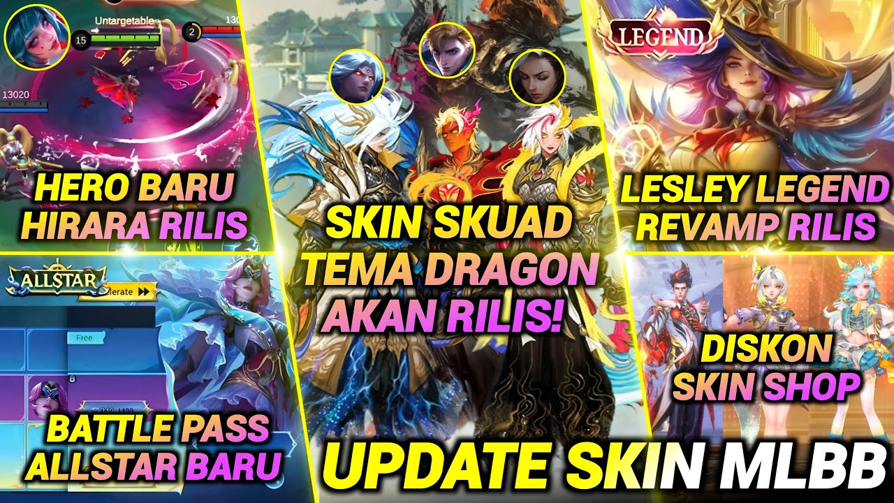 3 SKIN SKUAD BARU RILIS?! UPDATE LEGEND LESLEY, HERO HIRARA RILIS, DISKON SKIN, BATTLE PASS PHARSA