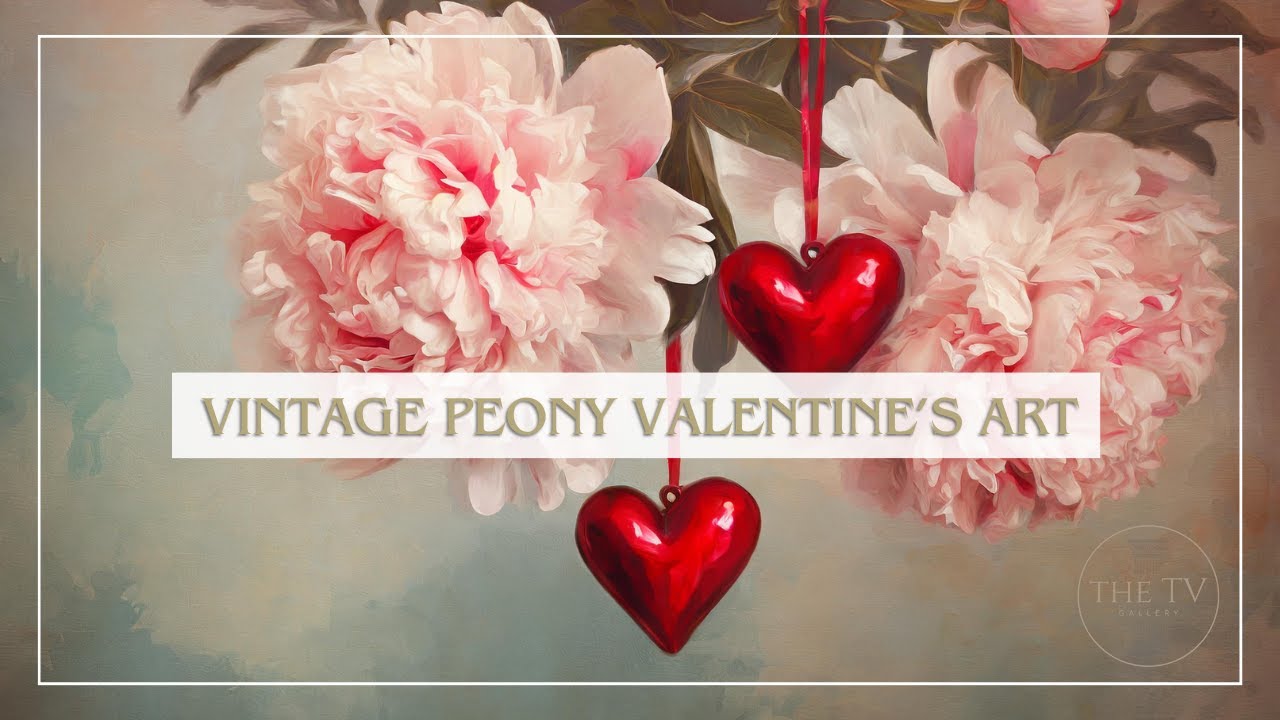 Vintage Peony Valentine's Art | 4K TV Frame Art Screensaver | Valentine's Inspired Art | 10 scenes