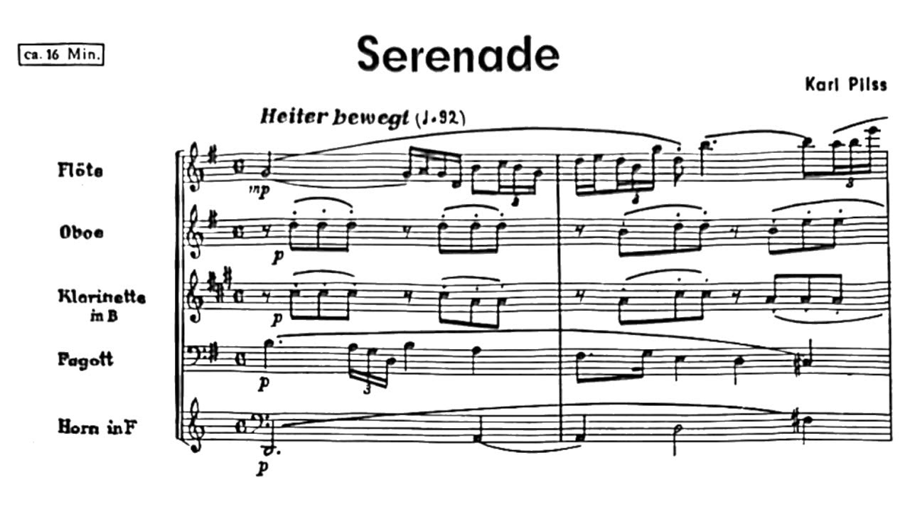 [Score] Karl Pilß - Serenade in G major (1942) for wind quintet