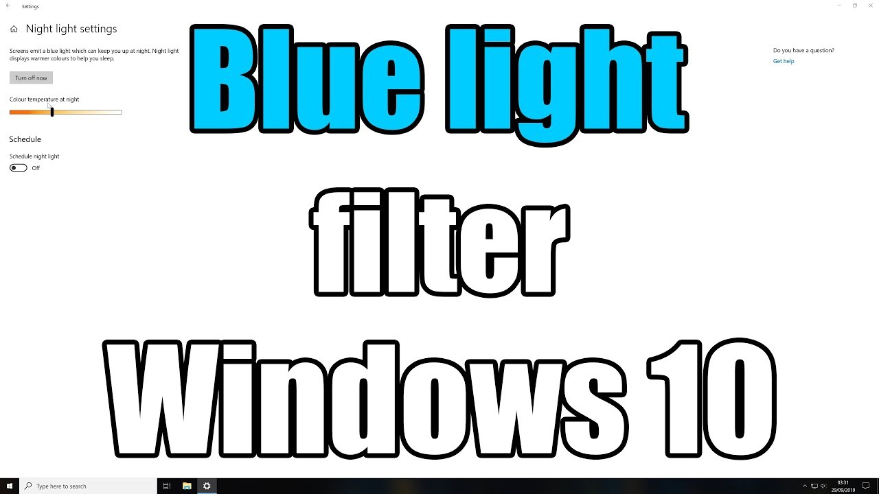 Blue light filter in Windows 10