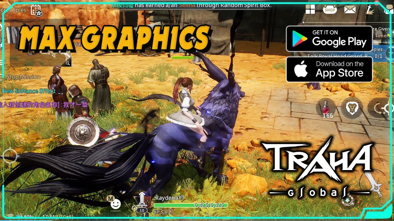 Traha Global Ultra Graphics Gameplay (Android / iOS) 1440p 60FPS | New MMORPG