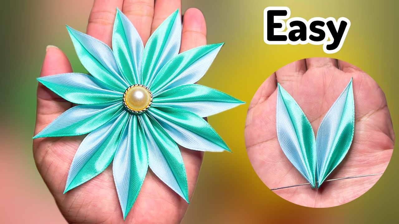 Super Easy!! Flower Making Ideas with Satin Ribbon | how to make a ribbon flower #flowers 