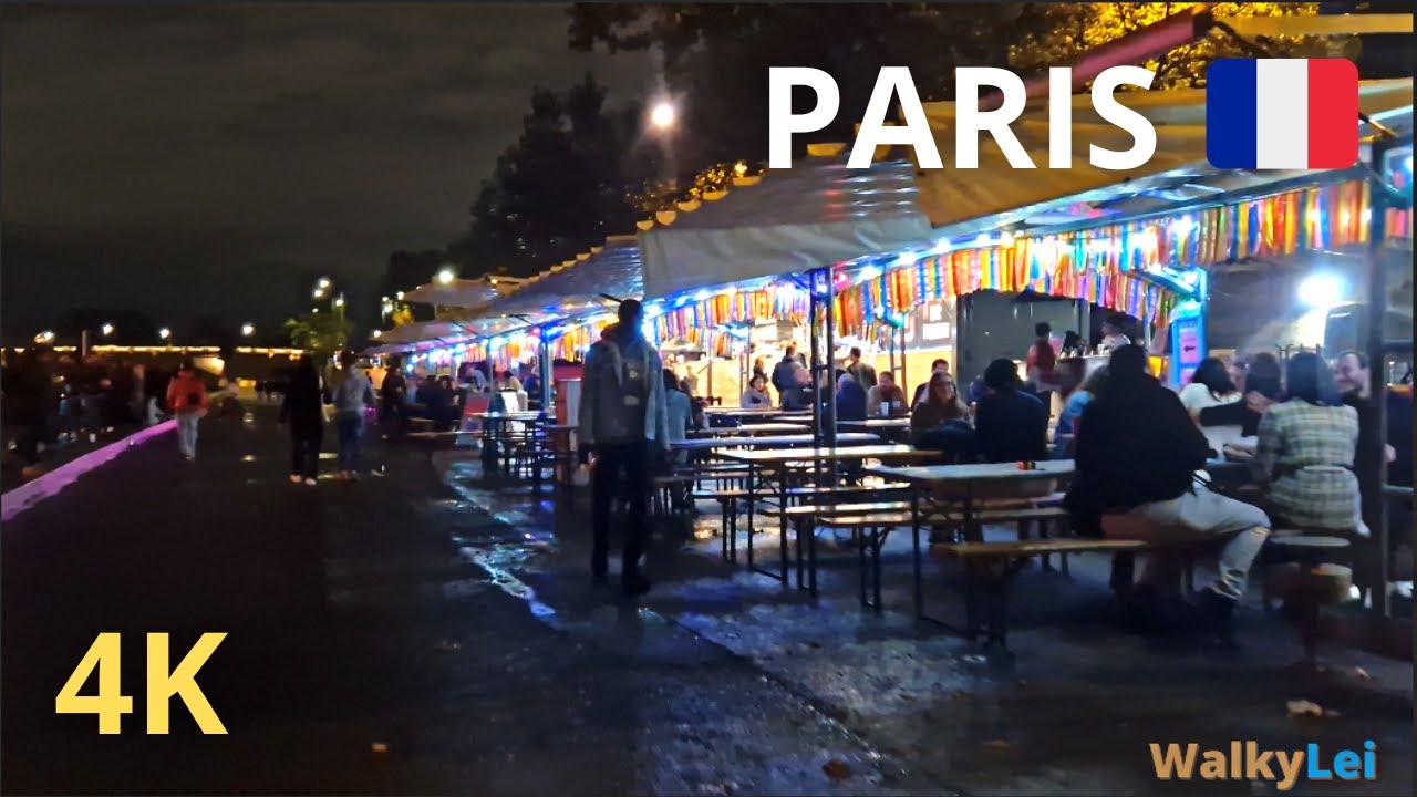 Paris, France - A night walk along the Seine river in Paris - Paris 4K