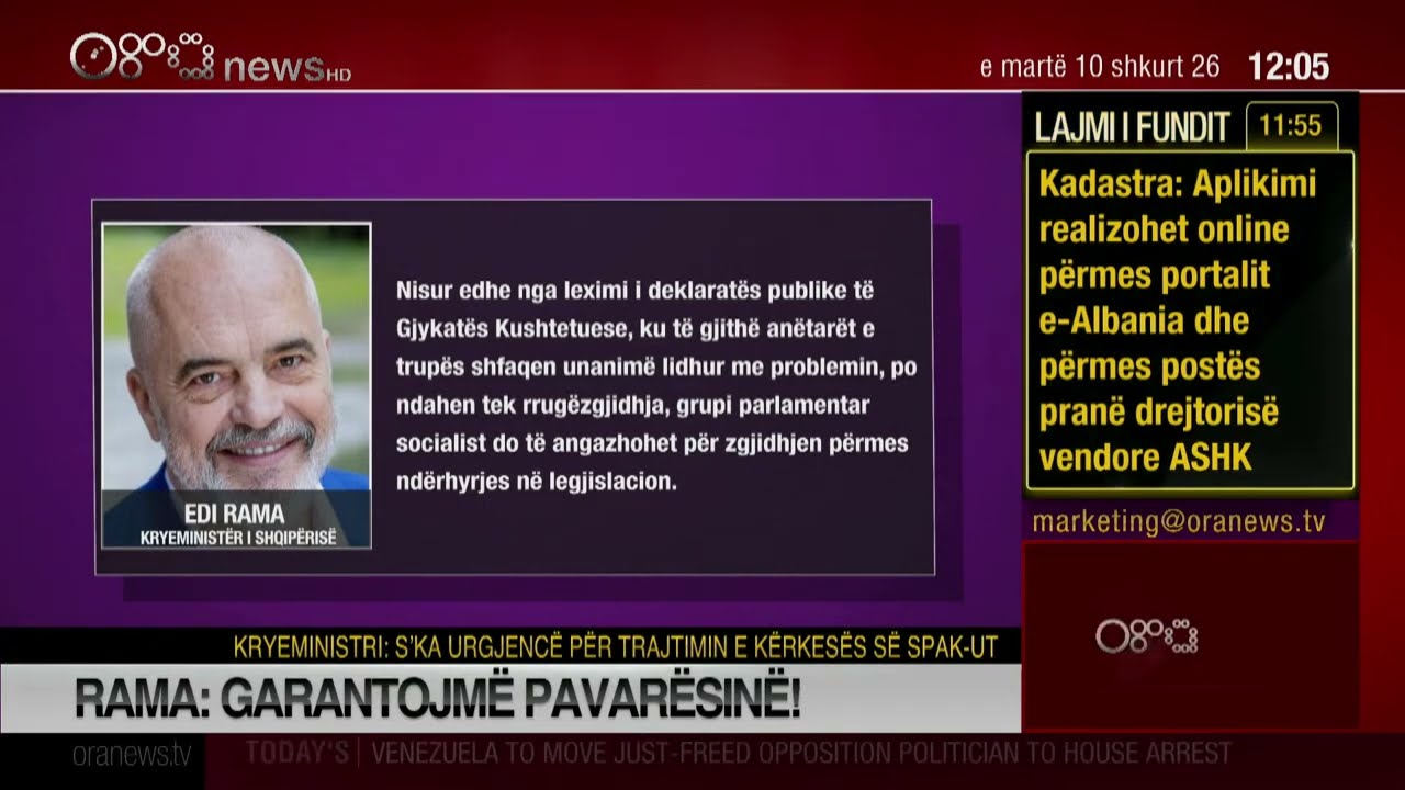 Edicioni informativ - 10 Shkurt 2026 - Ora 12:00 - Ora News