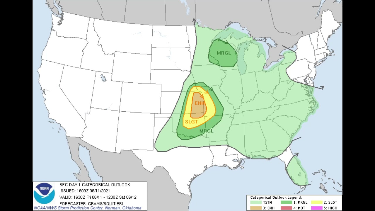 SPC 6-11-2021 Enhanced Risk for Severe Weather
