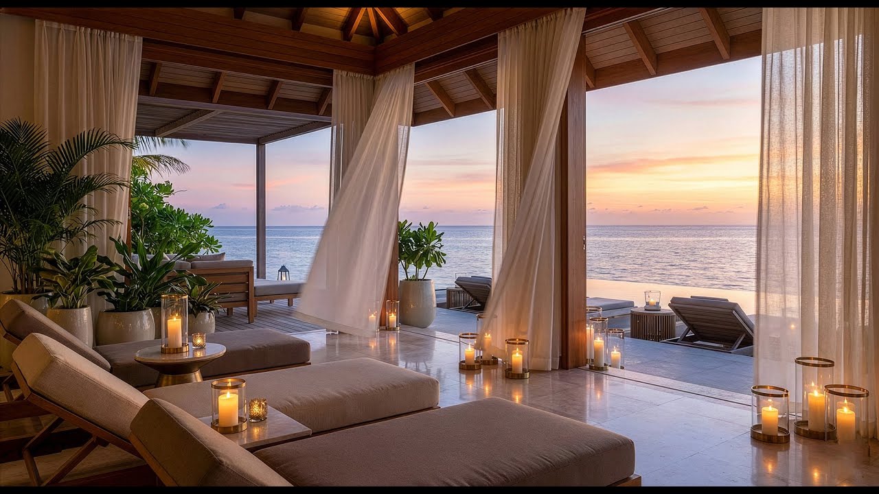 Luxury Ocean Resort Ambience 🌊 3 Hours of Relaxing Waves & Sunset Calm