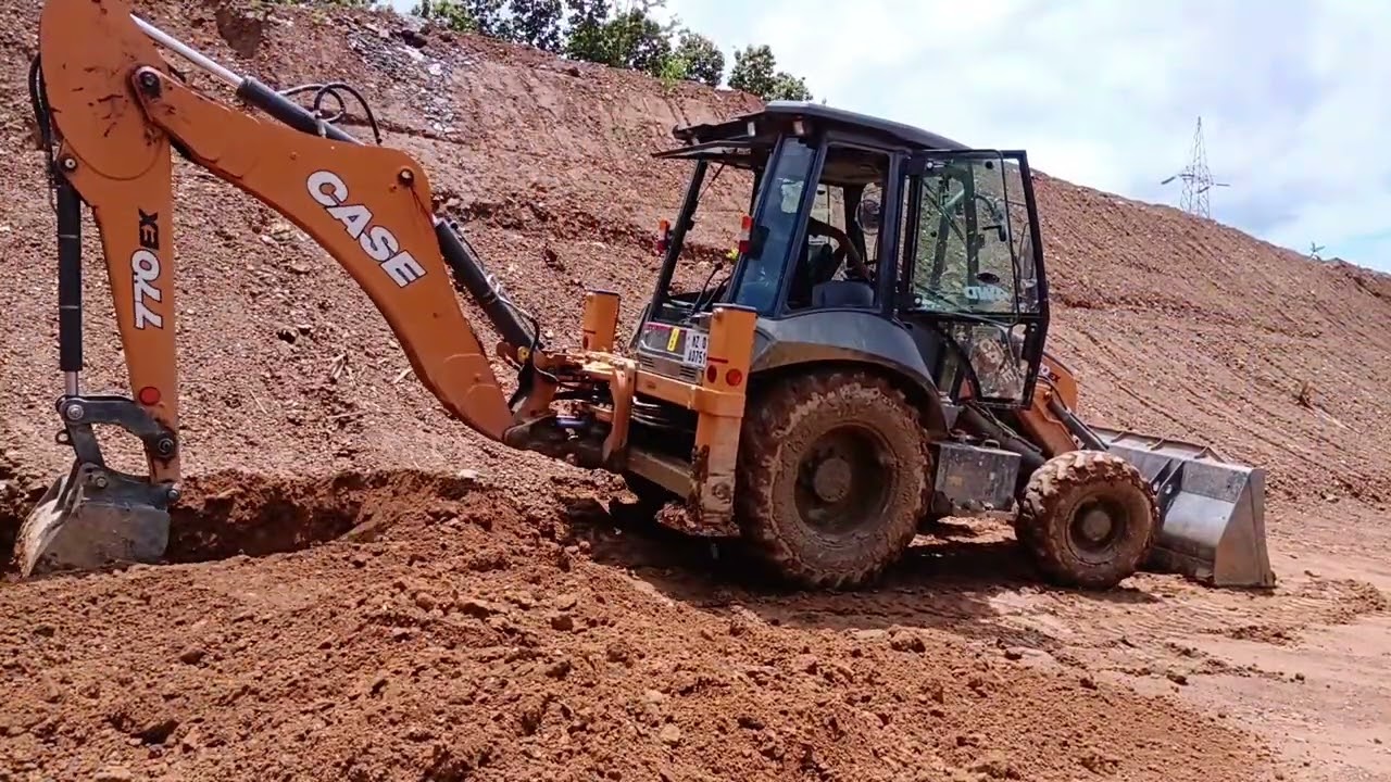 Case 770 Backhoe Drain Cutting | Powerful Machine Action vs JCB 🚜🔥