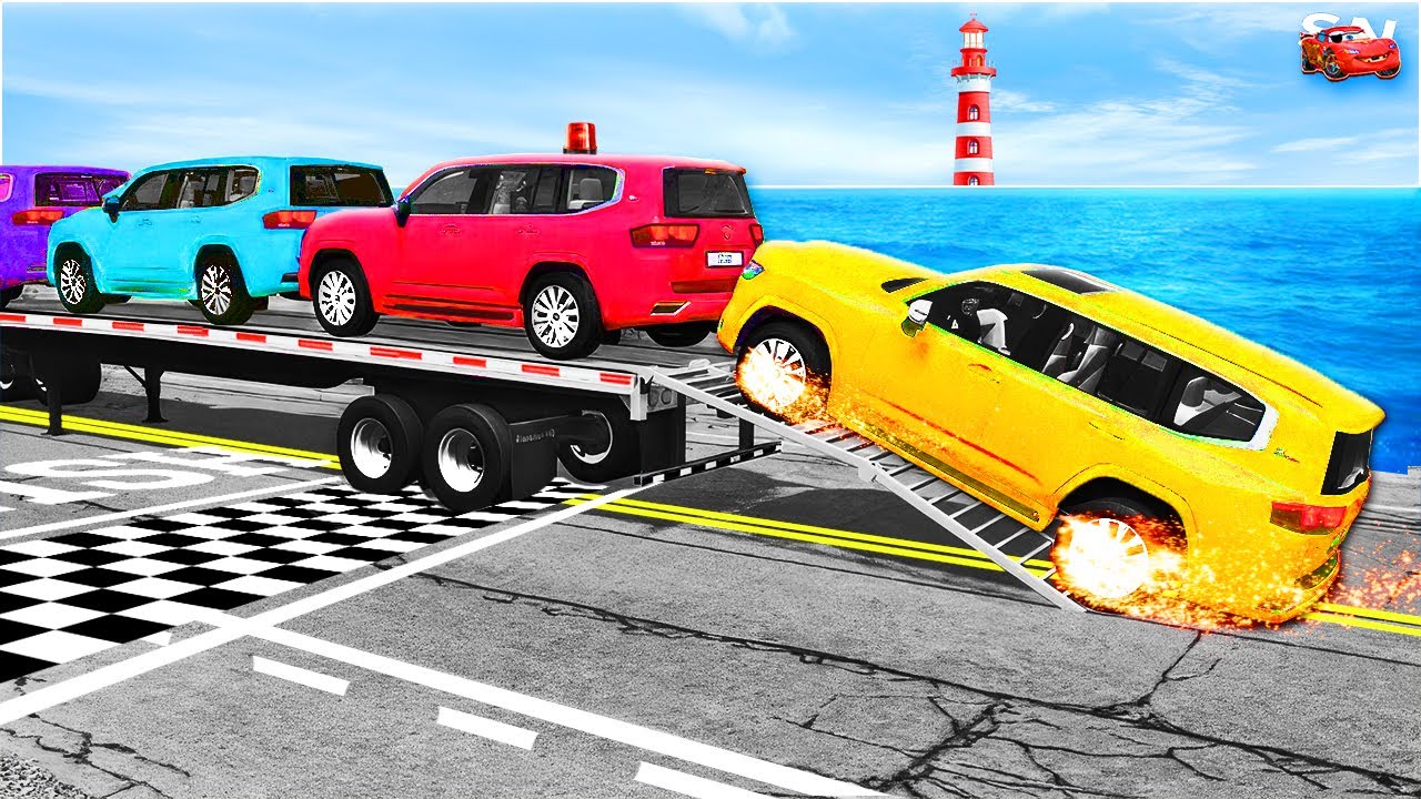 Funny Vehicle Transport vs Reversed Bumps – Big Truck Little Cars – BeamNG Drive #6 🚗