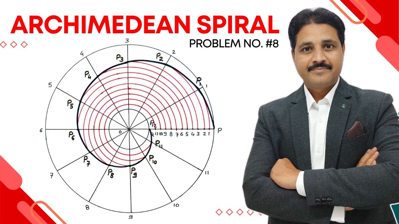 HOW TO DRAW AN ARCHIMEDEAN SPIRAL IN ENGINEERING GRAPHICS AND DRAWING SOLVED PROBLEM 8