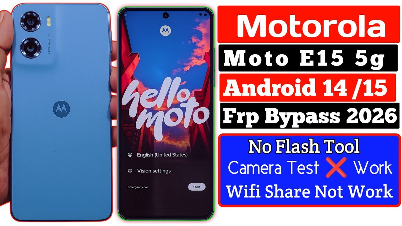 Motorola Moto E15 Frp Bypass Android 14/15 | Moto E15 Google Frp Lock Unlock 2026 New Method