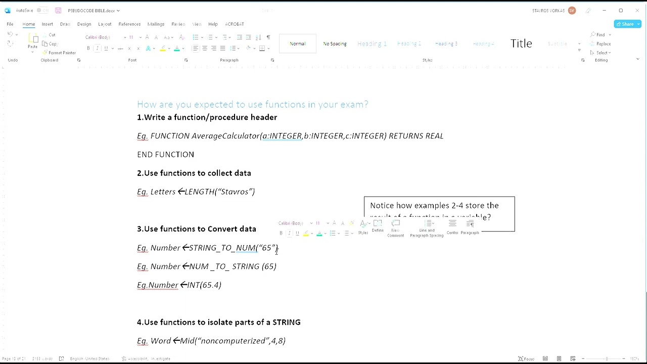 CIE AS-Level Computer Science 9618 Paper 2: Functions+Procedures-using built in functions