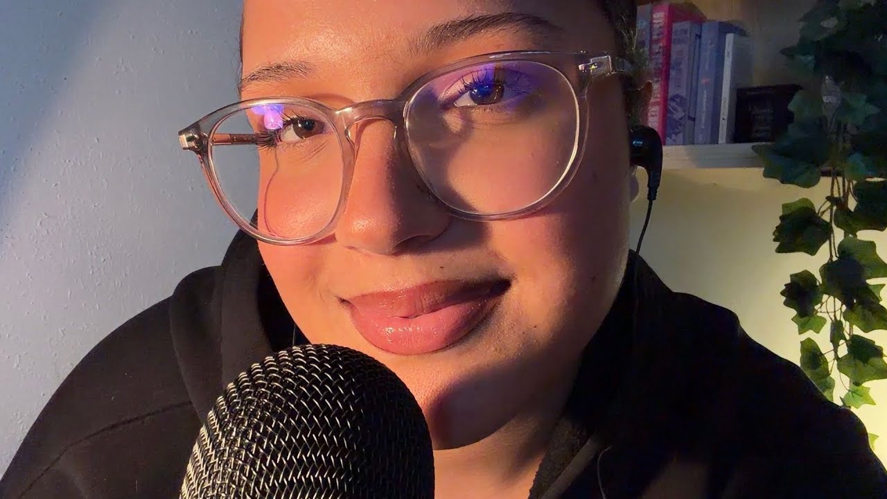 ASMR close-up inaudible/unintelligible whispers + slight gum chewing🌙