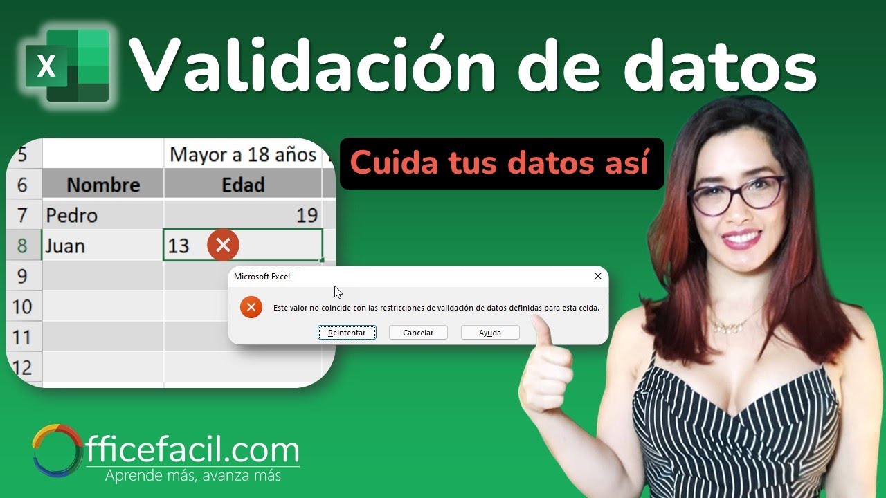 Validaci&oacute;n de datos Excel