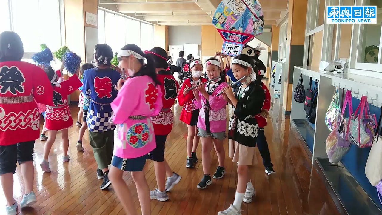 創立30周年の弘前北小、手作りねぷた運行