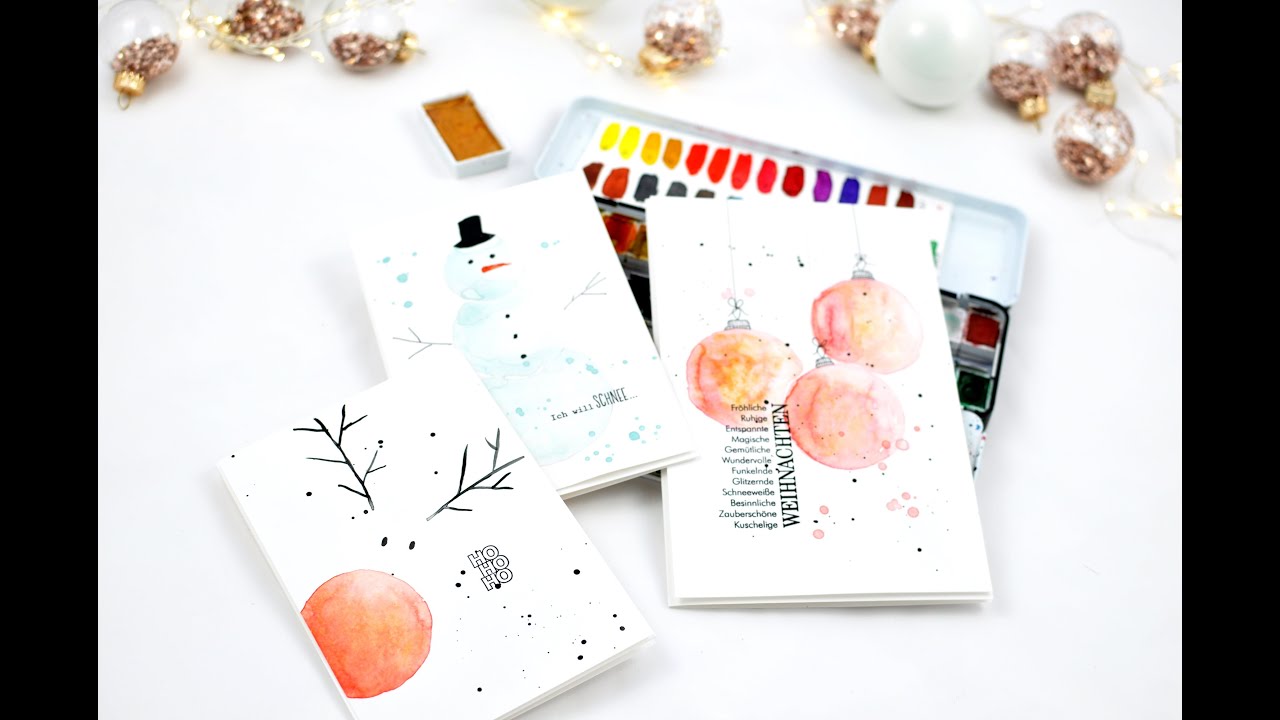 Schnelle und einfach Aquarellkarten zu Weihnachten- @angi_schnipselschnecke