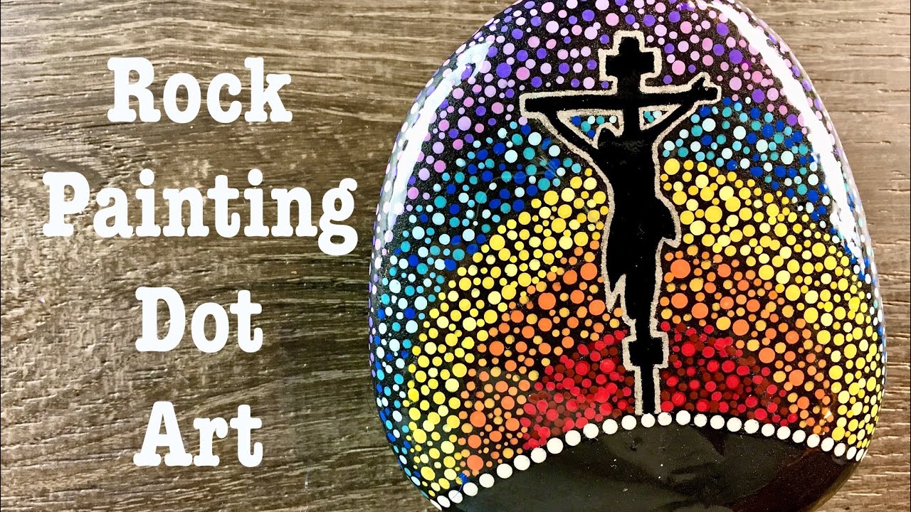 Rock Painting - Dot art on a rock tutorial