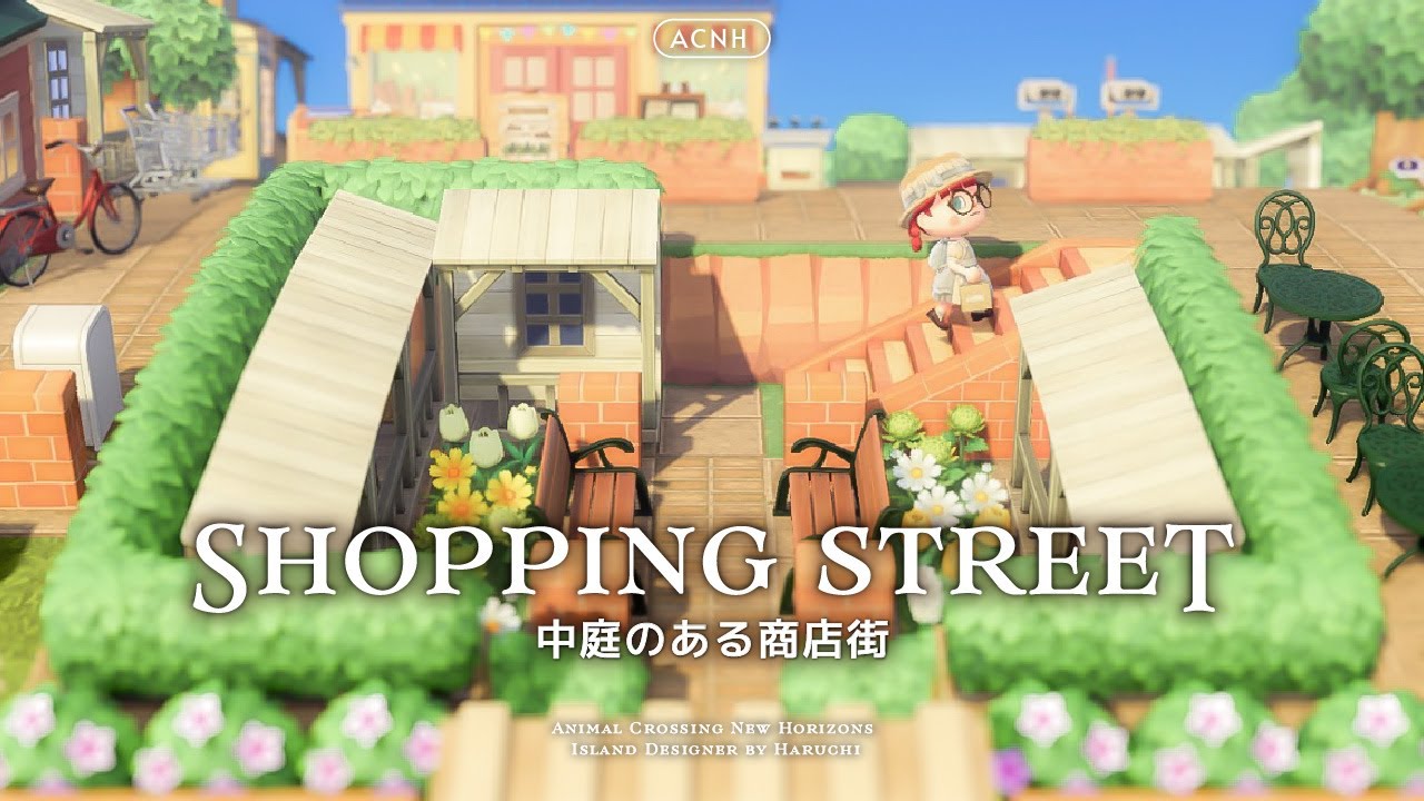 【あつ森】地形を工夫して作る中庭のある商店街👗👒【島クリエイト】