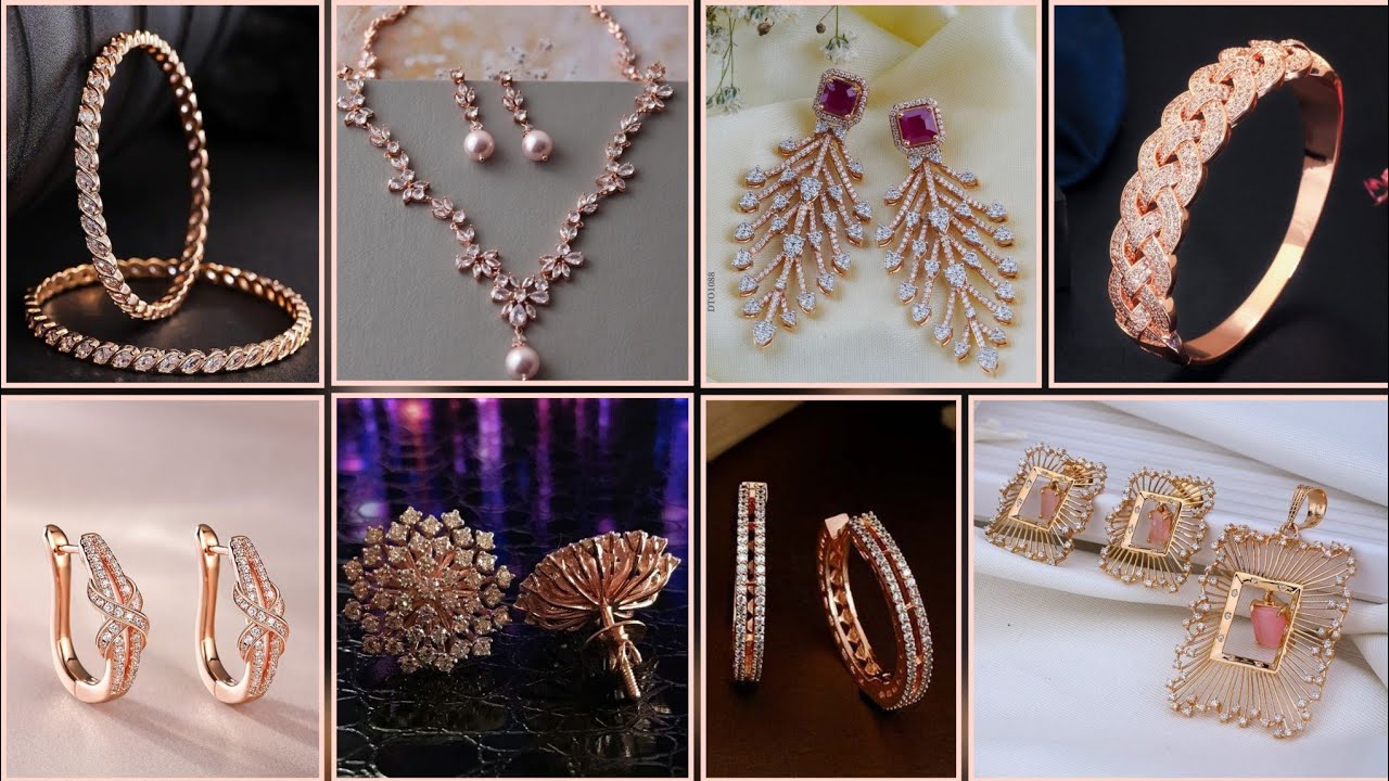 Tanishq Rose Gold New Mix Jewellery Designs/Necklace/Rings/Bangles/Earrings/Pendant Set/Bracelets