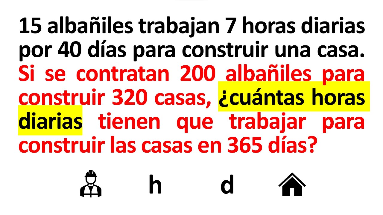 Regla de 3 compuesta. Inversa - Directa - Inversa. 4 magnitudes.