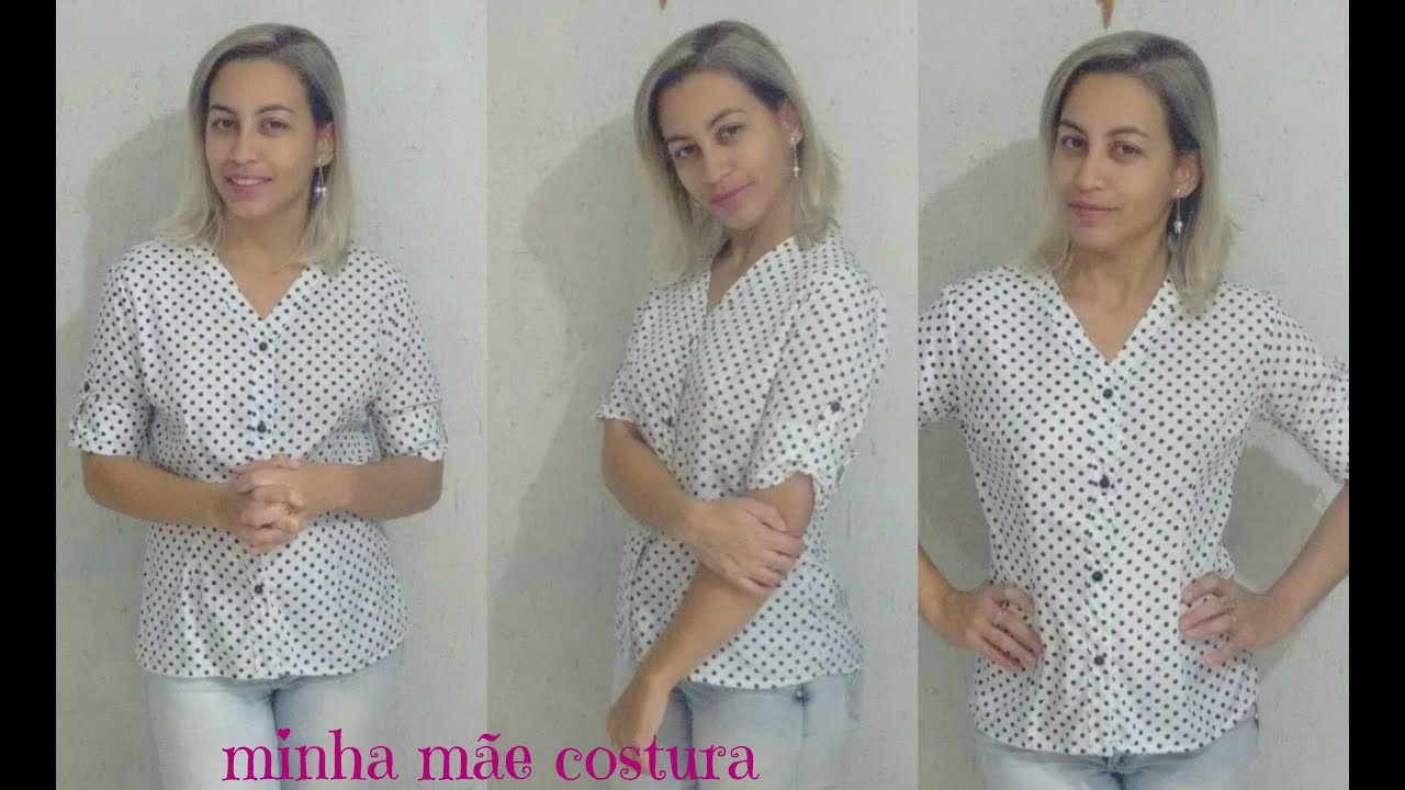BLUSA COM DECOTE V E ABOTOAMENTO