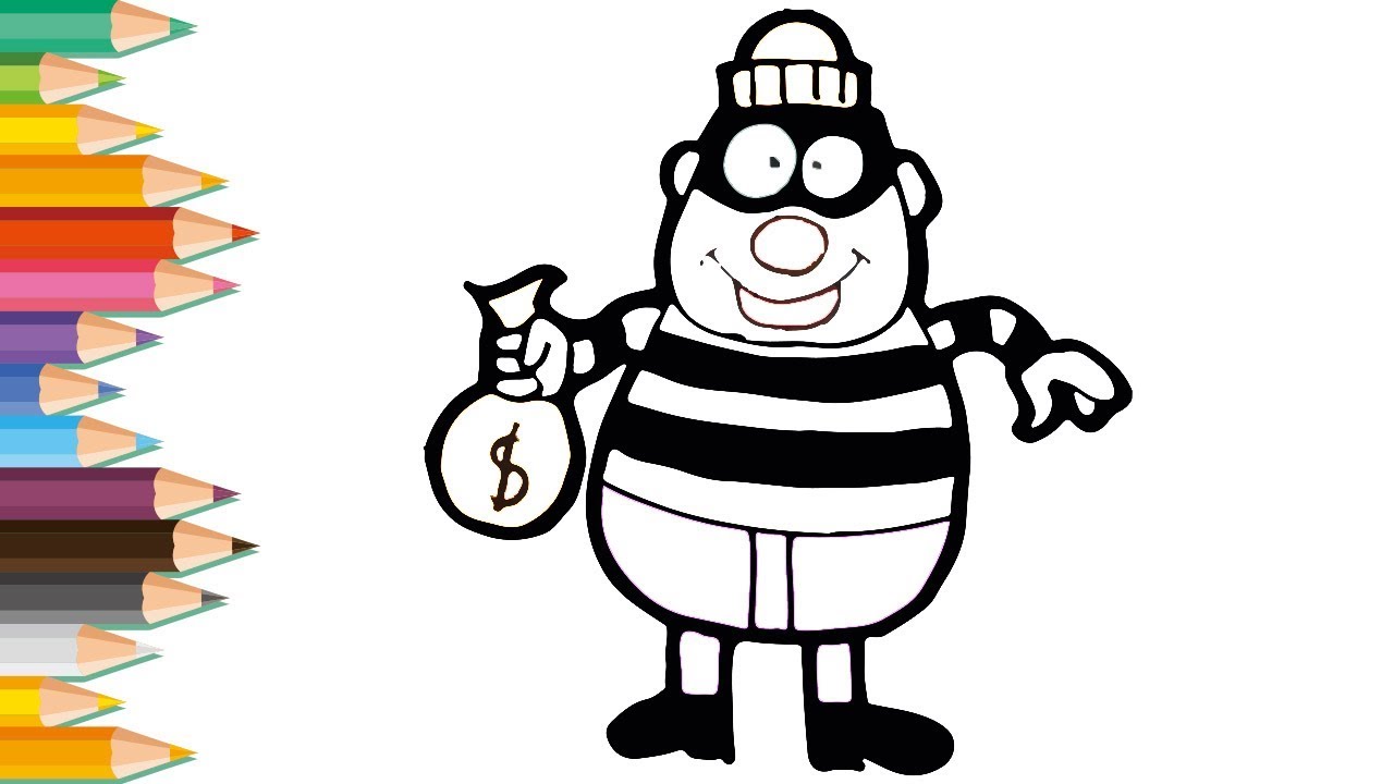 Drawing and Coloring for Kid | Burglar Moneybag | Lovely Kids