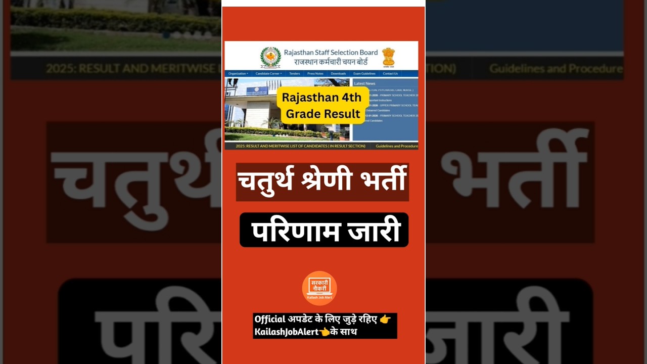 RSMSSB 4th Grade Result 2026 | चतुर्थ श्रेणी भर्ती परिणाम जारी